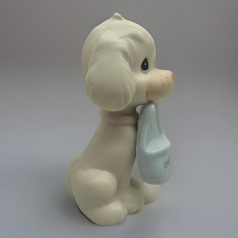 1994 PRECIOUS MOMENTS Enesco Dog With Dad's Slippers Porcelain Figurine 2.5